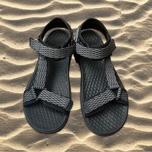 SKECHERS Goodyear Sole RIP TIDE Black Gray MEN'S Sandals SIZE 12